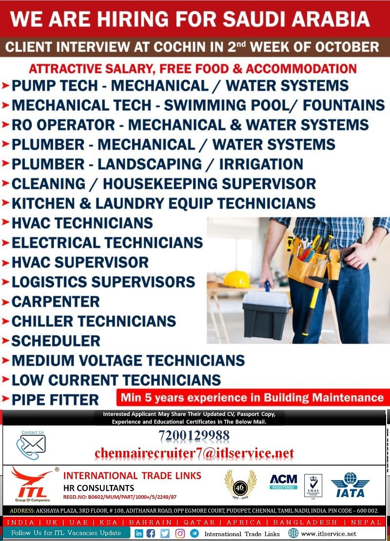 Supervisor Jobs| Job openings for technicians and supervisors in Saudi Arabia