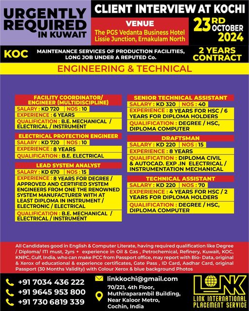 Engineering Jobs in Kuwait| Engineers and technical staff working at a production facility in Kuwait