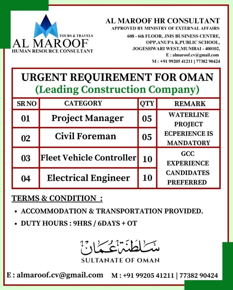 Manager Jobs| Project Manager and Civil Foreman working on a waterline project in Oman