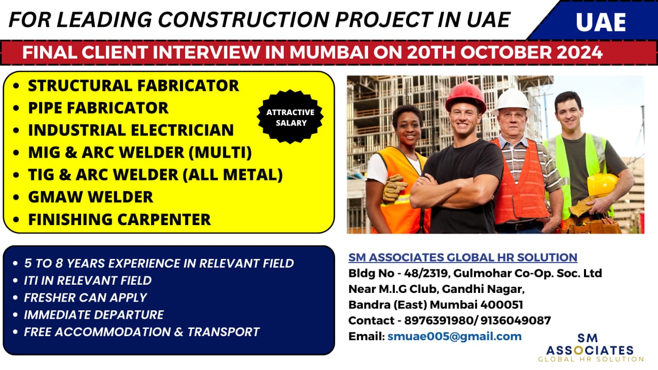 Carpenter Jobs| Job Interview in Mumbai for UAE Construction Roles – Immediate Hiring