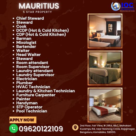 Hotel Job| Job openings at Mauritius 5-star hotel – Apply now from Bengaluru