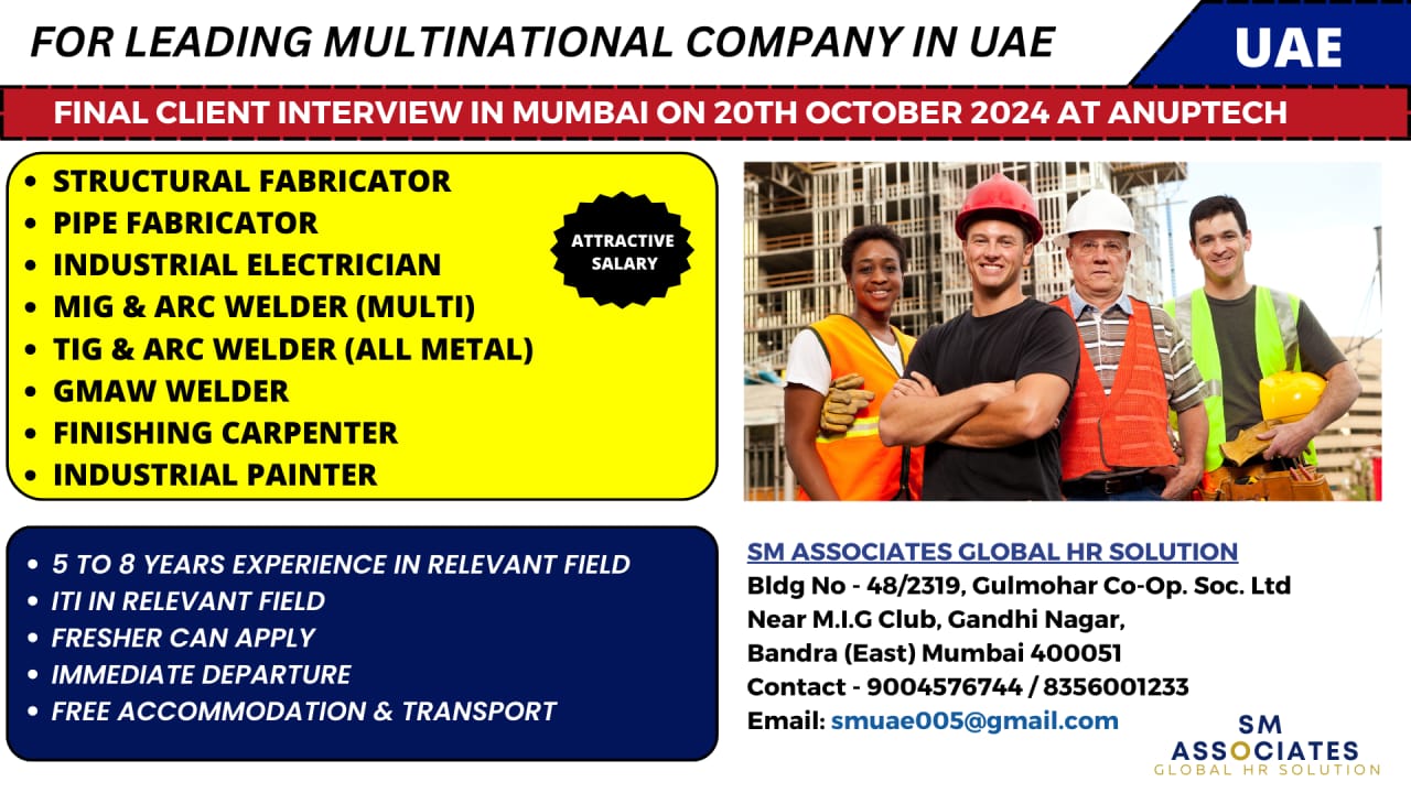 Fabricator job| Job openings in UAE for Fabricators, Welders, and Electricians