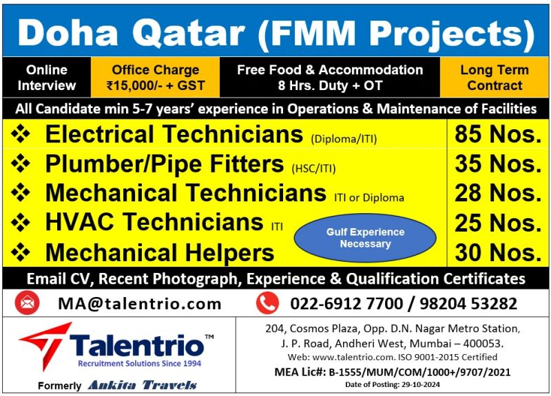 HVAC Technician Qatar| Job openings in Doha for technicians in operations and maintenance - apply with Talentrio